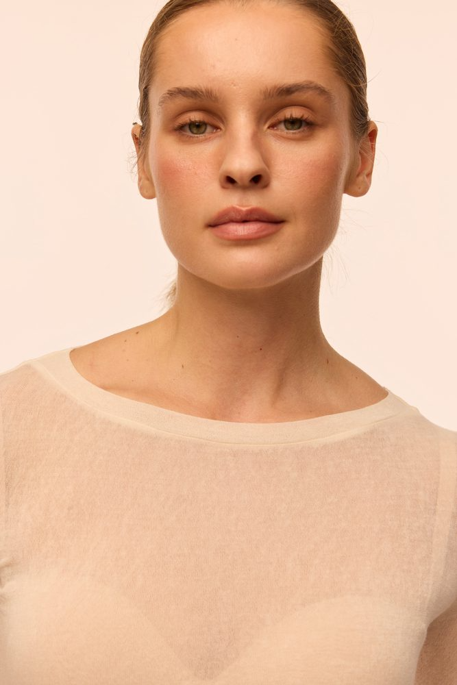 Лонгслів з тонкої вовни Kiki молочний