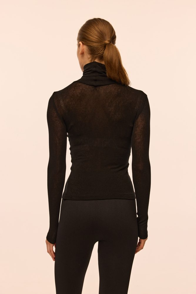 Гольф вовняний прозорий Rue чорний