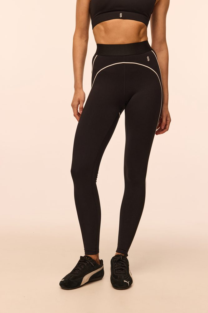 Легінси з декоративними швами Heart чорні з білим