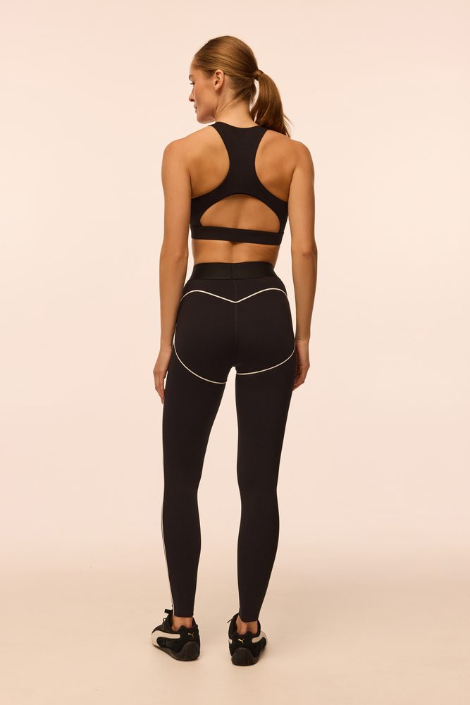 Легінси з декоративними швами Heart чорні з білим