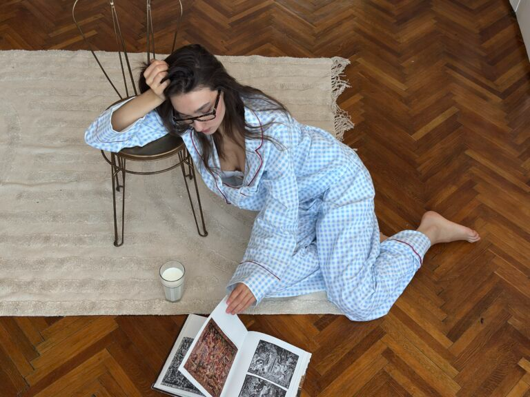 Піжама з фланелі у клітинку блакитна з бордовим кантом