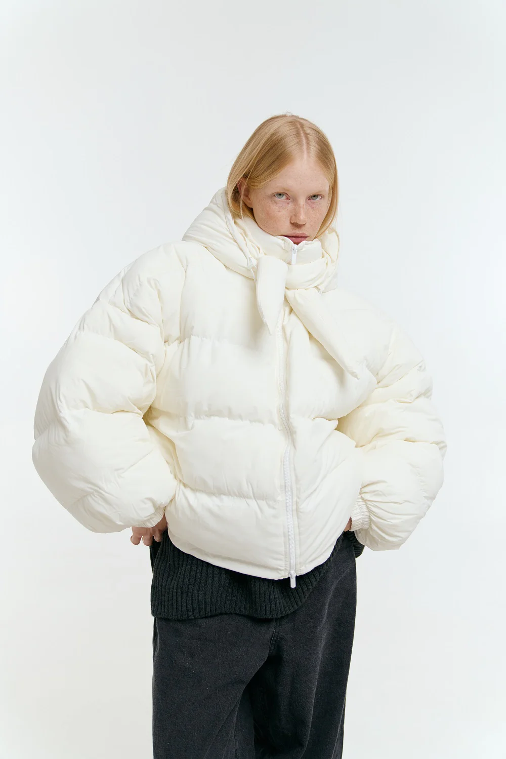 Пуховик «Fluff» mini молочний